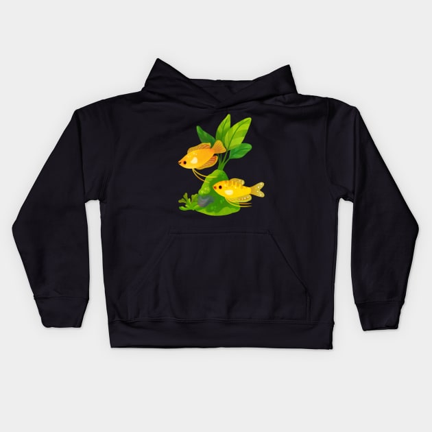 Freshwater fish and plants - Gourami Kids Hoodie by pikaole